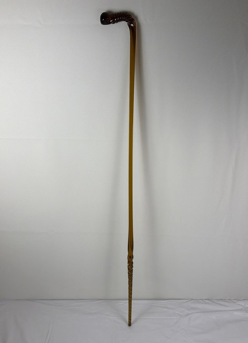 Antique Amber Glass Parade Cane Whimsy Walking Stick 38 Inches￼